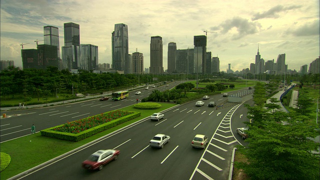 中国广东省深圳市WS HA市中心高速公路视频素材