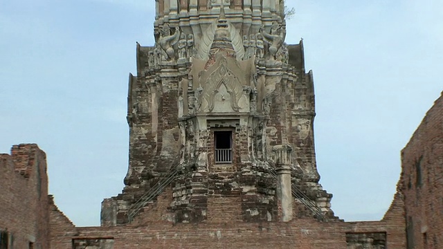 CU是在泰国大城府的Wat Ratcha Buranain, Ayutthaya视频素材