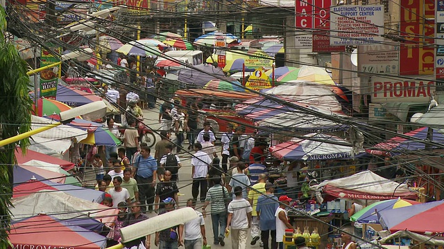 高角度拥挤的街道在菲律宾马尼拉市中心视频素材