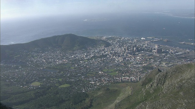 空中桌山和城市景观，开普敦，西开普敦，南非视频素材