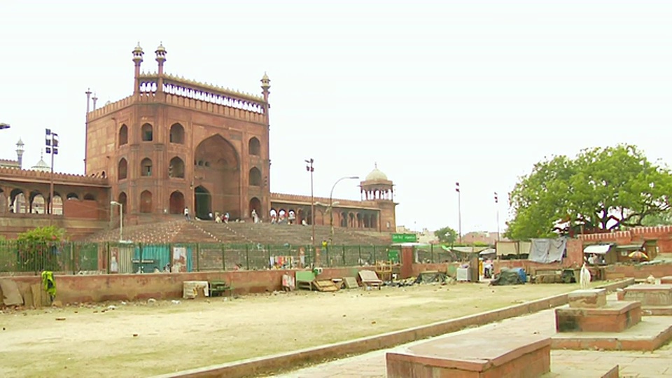 印度德里，Jama Masjid从黑暗走向光明视频素材