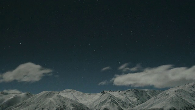 WS T/L在雪覆盖的山脉/麦肯齐盆地上移动的云，南岛，新西兰。视频素材