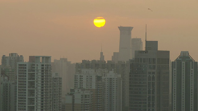 日落在城市天际线的中国深圳视频素材