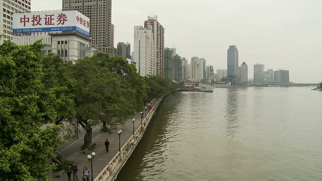 珠江滨水，城市天际线，中国广州视频素材