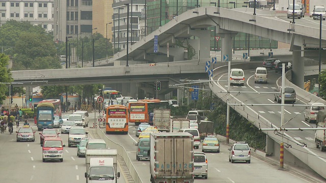 中国广州繁忙的城市交通视频素材