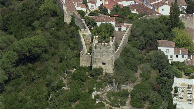 空中WS Obidos城堡/ Obidos, Leria，葡萄牙视频素材