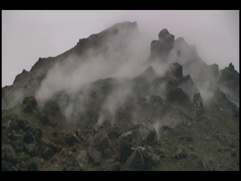 日本北海道臼山，雾状气体从地面逸出视频素材