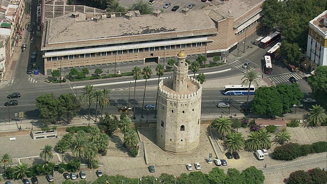 空气就是Torre del Oro /塞维利亚，安达卢西亚，西班牙视频素材