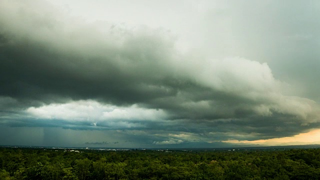 时间推移风暴天空的云与雨视频素材