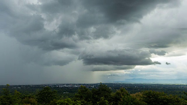 时间推移风暴天空的云与雨视频素材