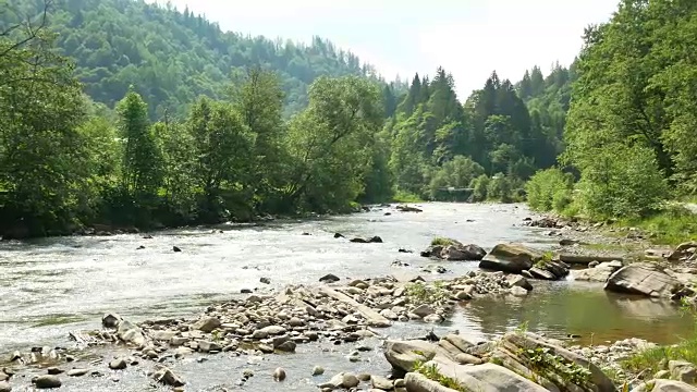 多山的树木河视频素材