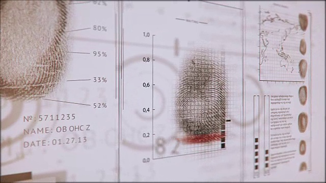 界面搜索指纹人，屏幕指纹扫描红色，3D摄像头视频素材