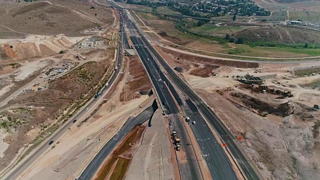 大型隧道桥梁公路建设工程航拍图视频素材