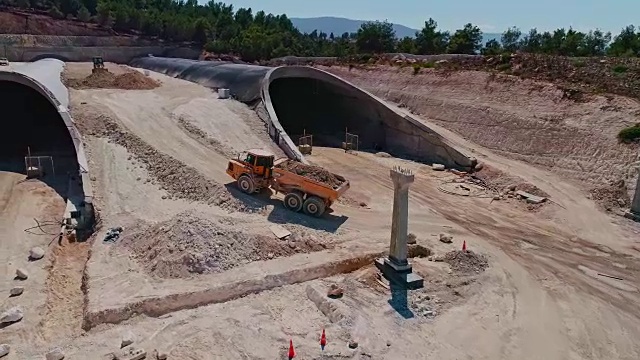 大型隧道桥梁公路建设工程航拍图视频素材