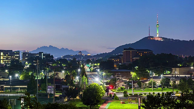 时间流逝在首尔市和南山，韩国。视频素材