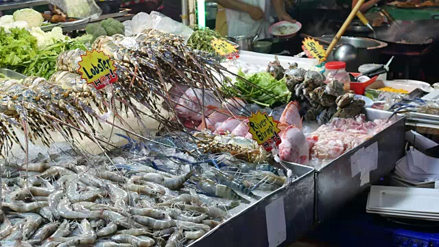 曼谷唐人街的餐饮和海鲜视频素材