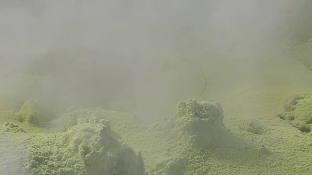 白岛火山上的硫磺喷口视频素材