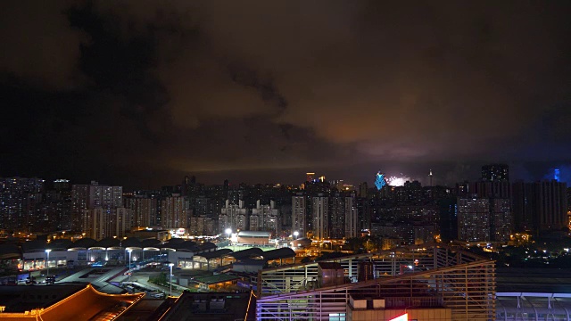 珠海城夜光澳门城景天台全景4k中国视频素材