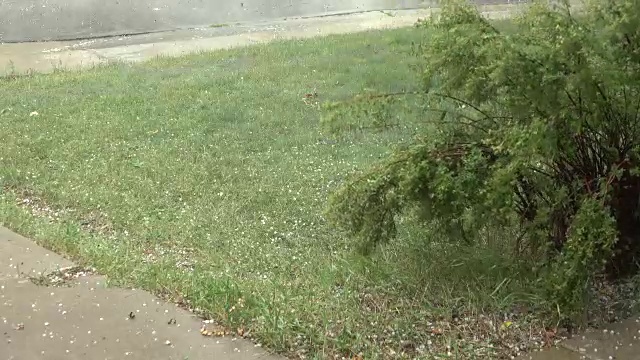 狂风骤雨，暴雨，冰雹充斥着科罗拉多州丹佛市的街道视频素材