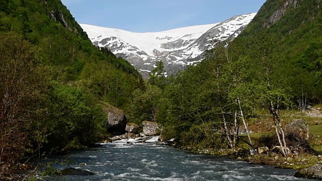 Jordalselvi河和冰川视频素材