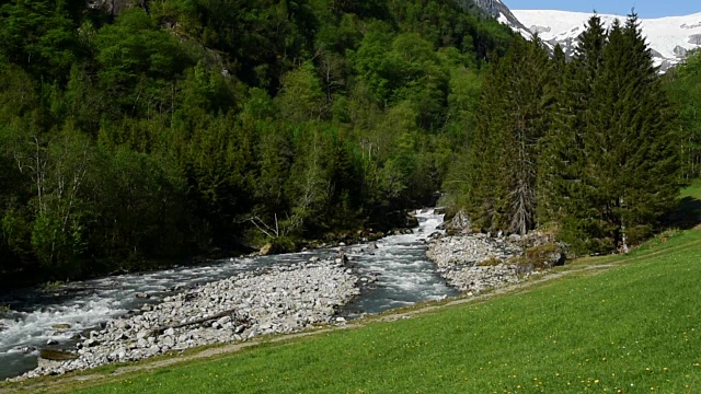 Jordalselvi河和冰川视频素材