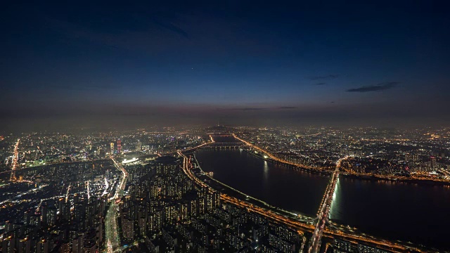 韩国汉江夜景及汉城建筑视频素材