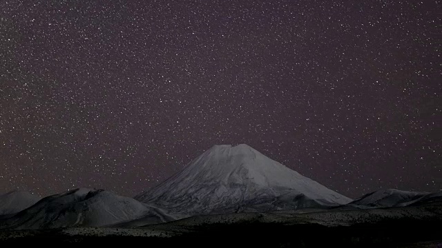 末日火山(Ngauruhoe)在星空下视频素材