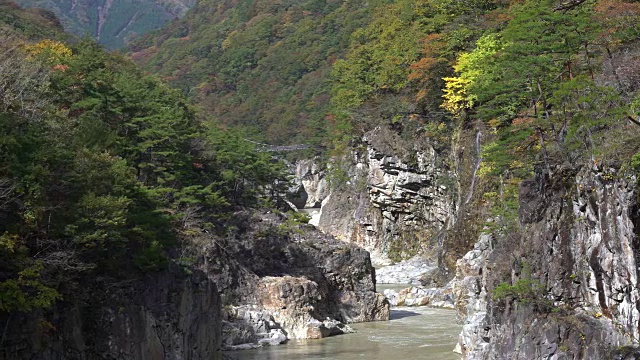 用平底锅拍摄日本日光枥木龙yo峡谷视频素材