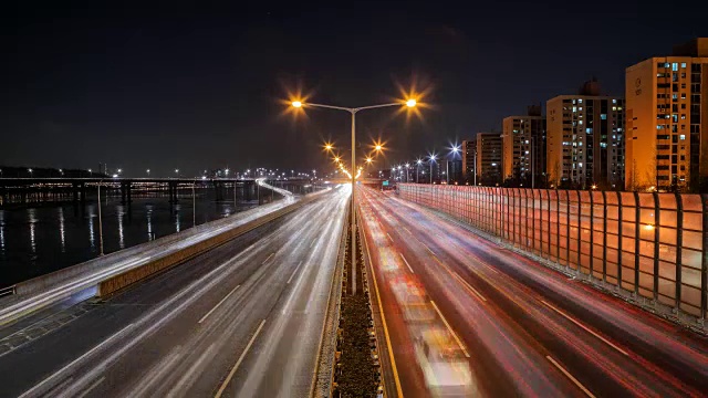 韩国首尔奥运高速公路夜景视频素材