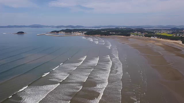 广角拍摄的安明岛和海滩在泰安，韩国视频素材