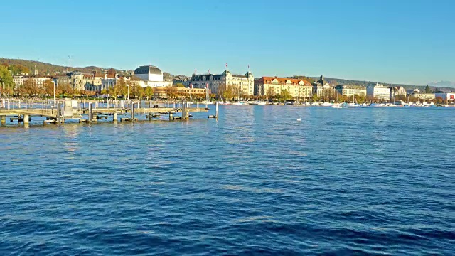 苏黎世湖堤岸全景，瑞士视频素材