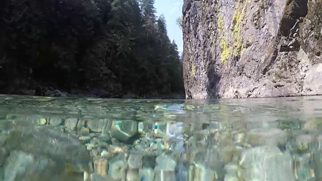 水下河床清澈的水河流岩石视频素材