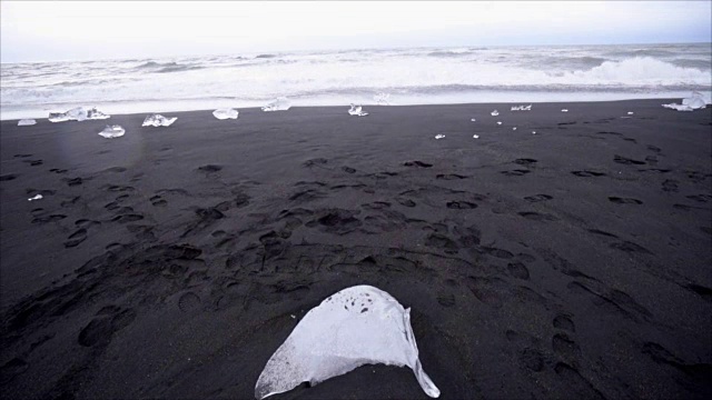 冰岛2018写在黑沙滩上视频素材