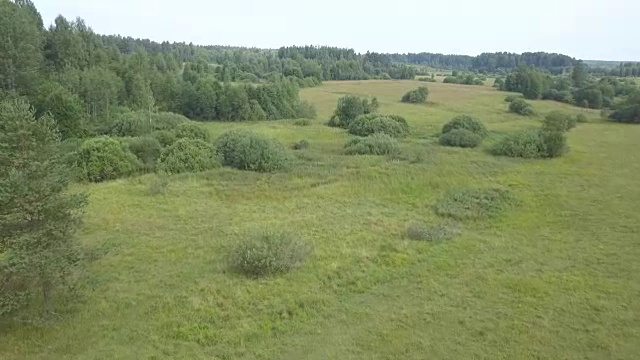 飞越乡村、田野、森林和草地视频素材