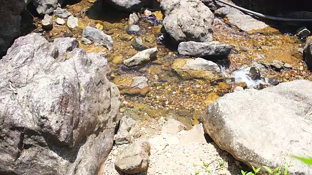 沿着瀑布岩石的透明溪流，超级慢动作视频素材