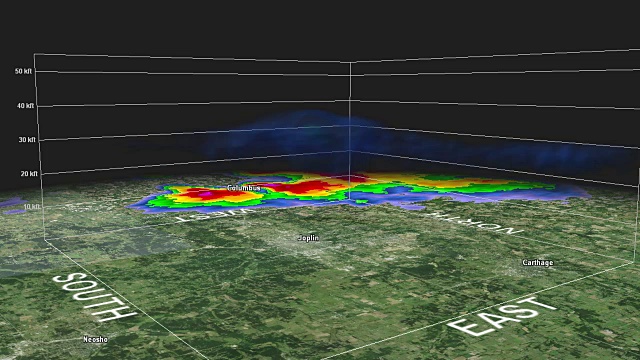 2011年Joplin密苏里州龙卷风3D雷达视频素材