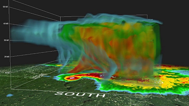 2011年春田，MA龙卷风多普勒雷达(3D体积)视频素材