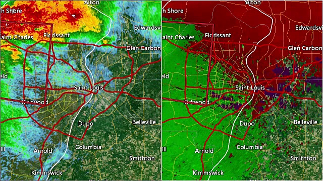 2011年，密苏里州圣路易斯龙卷风多普勒雷达(分屏)视频素材