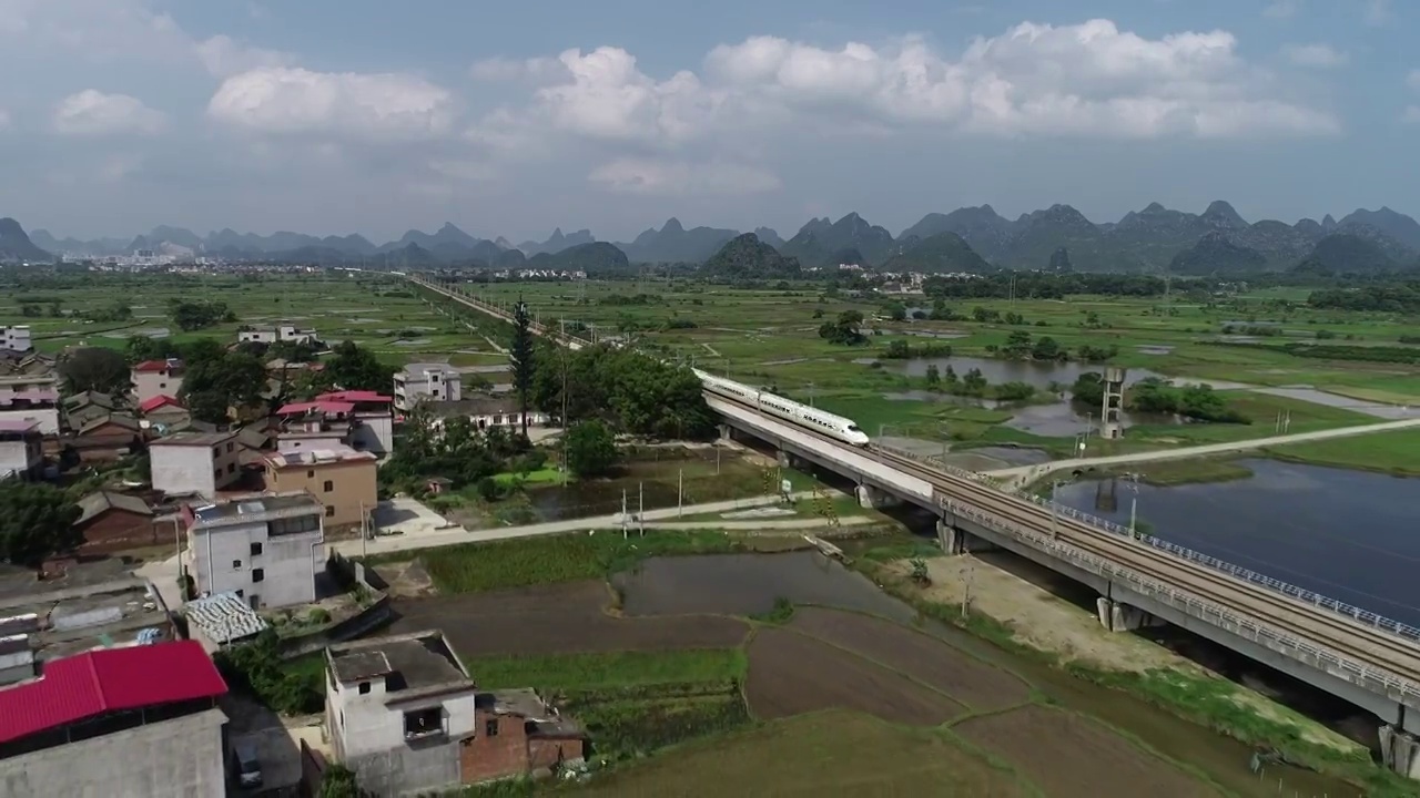 高速铁路在喀斯特地貌中运行视频素材