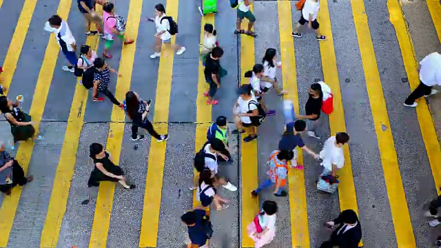 香港繁忙的人行横道-时间流逝视频素材