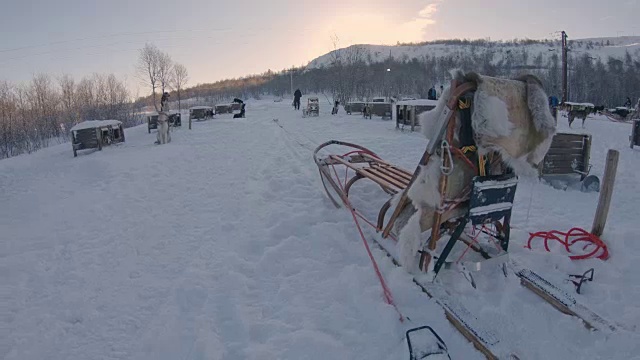 雪橇是狗拉雪橇用的视频素材