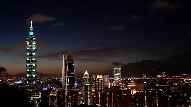 台北城市夜景，台湾。视频素材