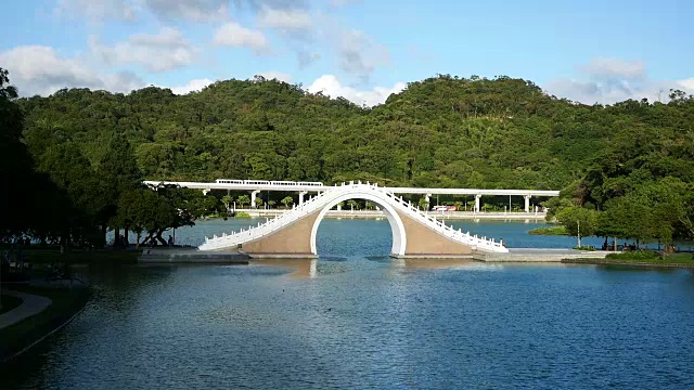 台湾大湖公园的月亮桥。视频素材