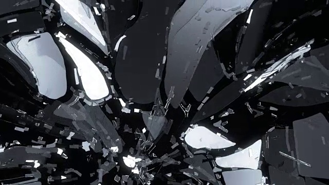 玻璃在慢镜头中爆裂破碎。3d渲染，3d动画视频素材