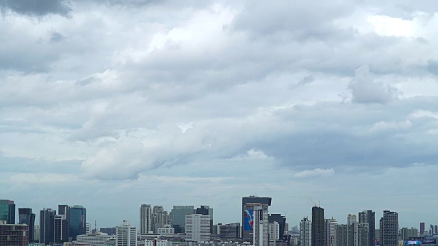 曼谷城市天际线在雨天的时间流逝视频素材