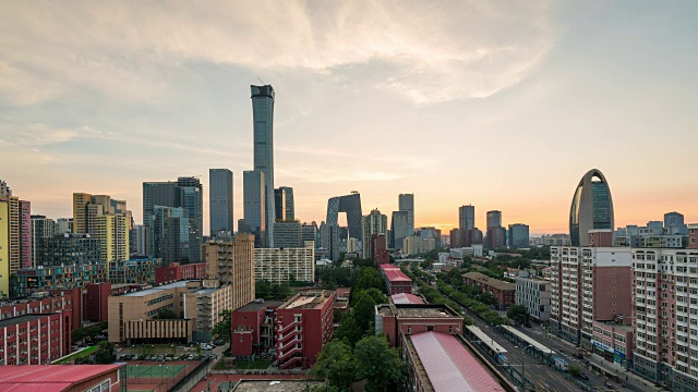 北京天际线从白天到夜晚的时间流逝视频素材