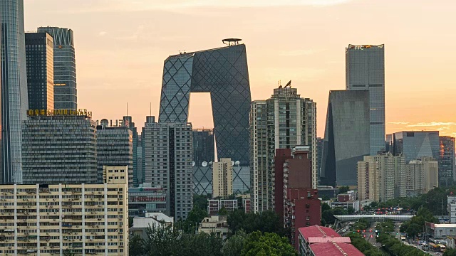 北京天际线从白天到夜晚的时间流逝视频素材