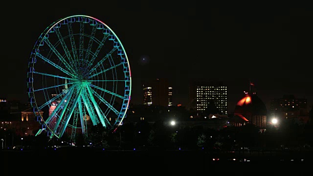 蒙特利尔老城景在夏天的夜晚视频素材