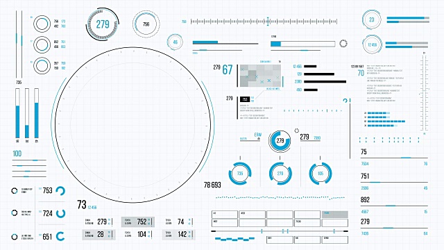 未来的用户界面与HUD和信息图表元素。视频素材