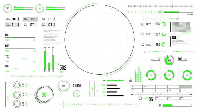 未来的用户界面与HUD和信息图表元素。视频素材